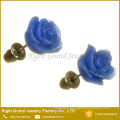 Fashionable Design 3D Resin Rose Flower Stainless Steel Ear Studs